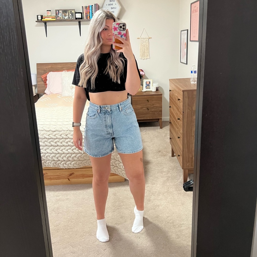 zara denim mom shorts